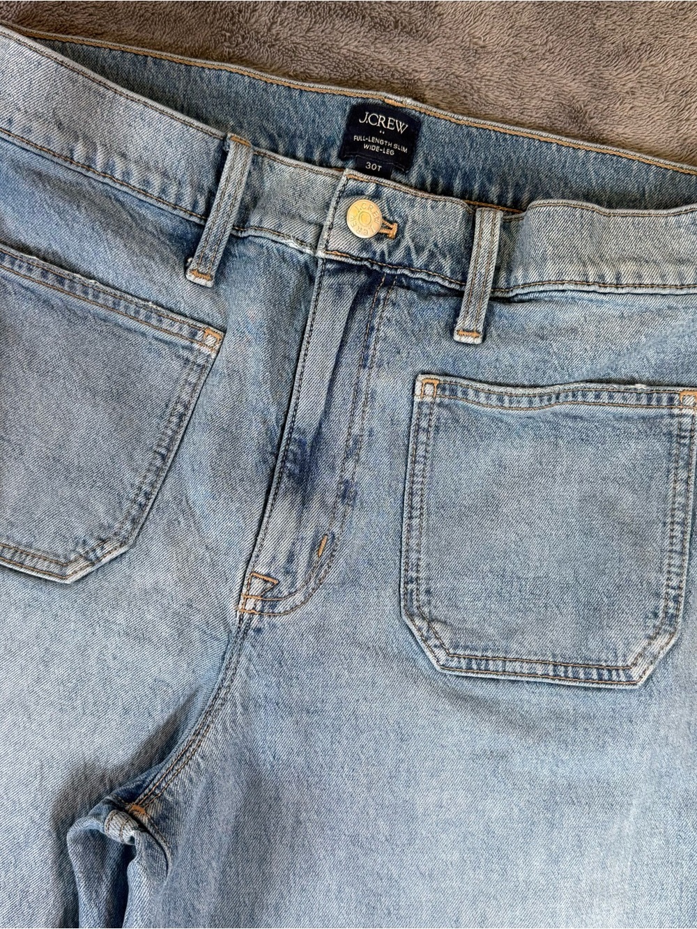 J.Crew Full‎ Length Slim Wide Leg Jeans Patch Pocket 30T